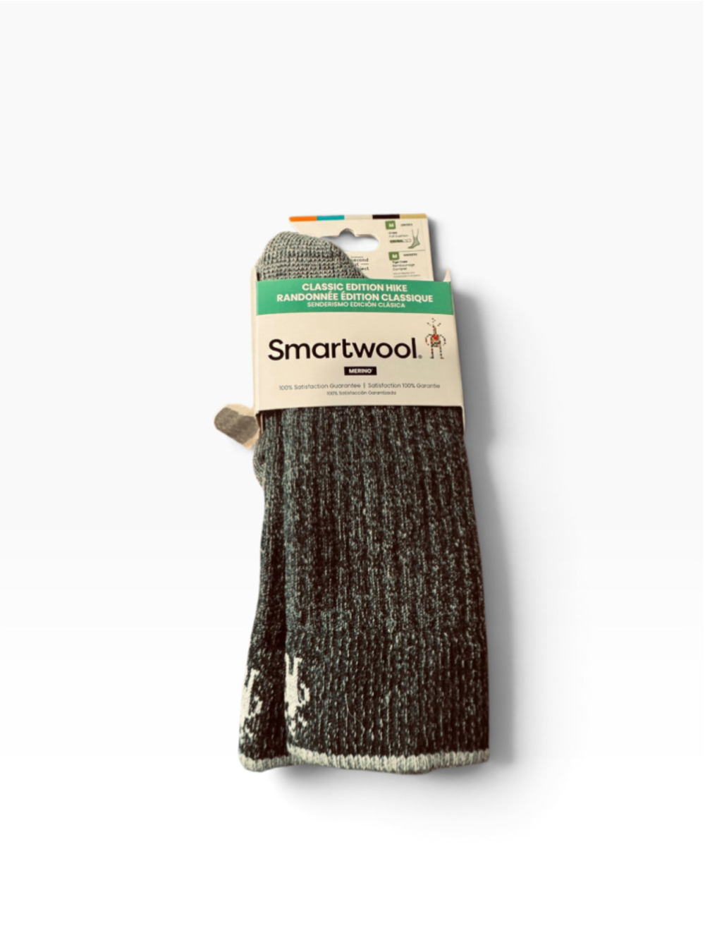 Smartwool Men's Classic Edition Hike Crew Socks Size M Grey/White